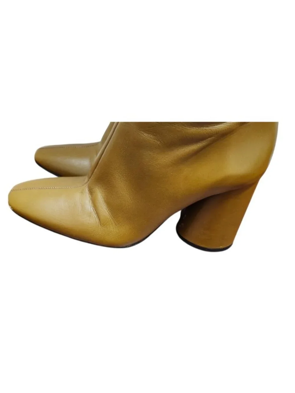 ZARA Camel Brown Leather Knee High Boots Block Heel Square Toe Women's EU 40US 9